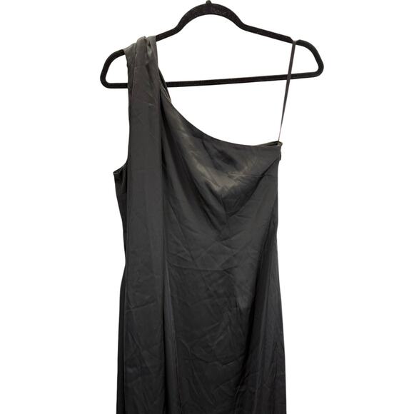 Hutch Black One Shoulder Midi Dress with Feathers Hem Size 6 Elegant Gown - Picture 6 of 10